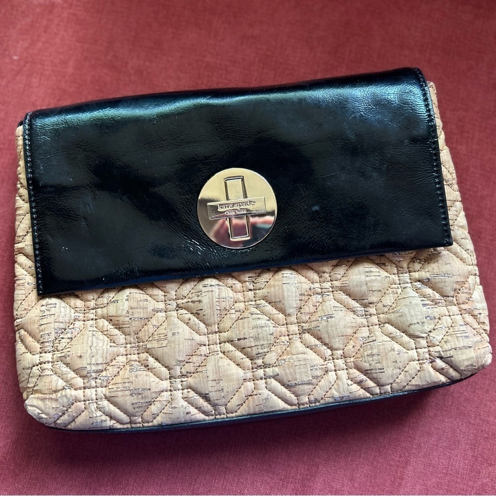 Kate Spade Vintage Black and Tan Cork Quilted Shoulder Bag